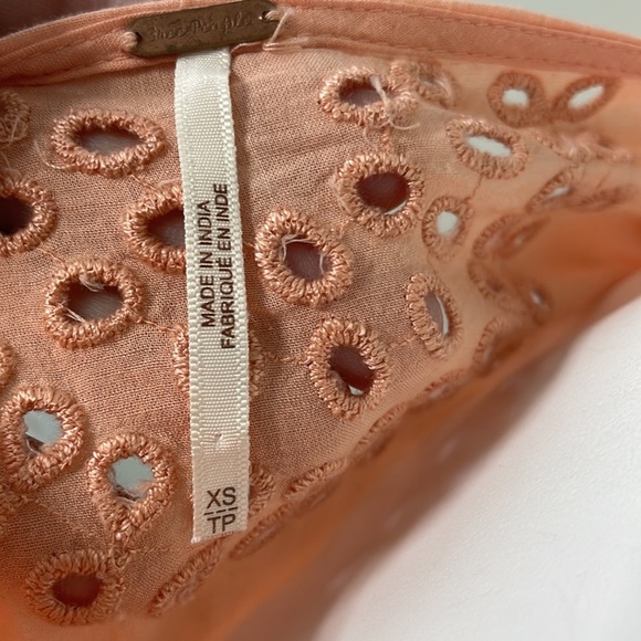 Free People Peach Sequin Bell Sleeve Blouse - Picture 7 of 9